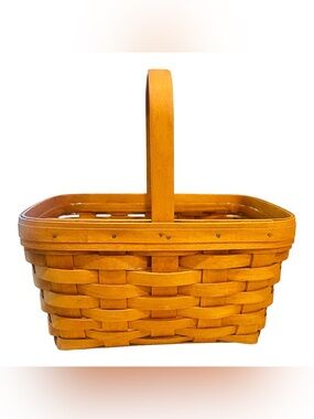 1994 Longaberger Medium Market Basket Handwoven Rectangle Wood Handle USA
